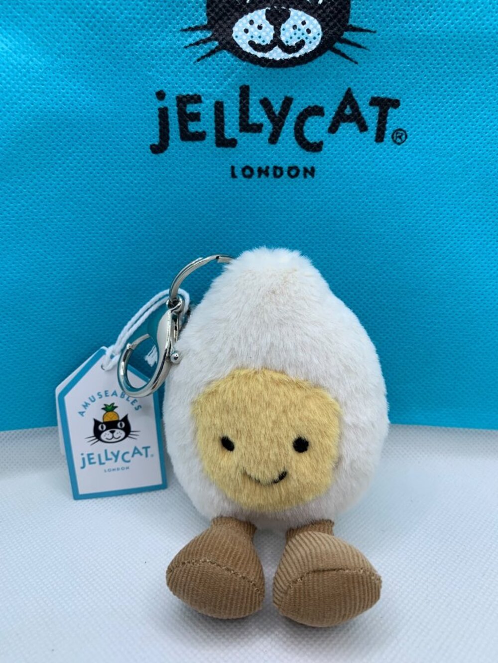 NWT Jellycat Amuseables Happy Boiled Egg Bag Charm with Dust Bag